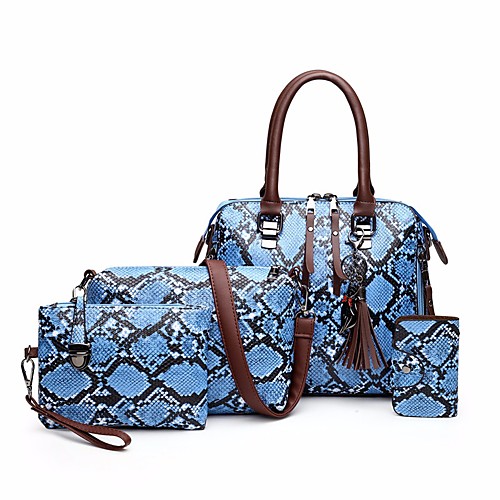 

Women's PU Top Handle Bag Graffiti 4 Pieces Purse Set Red / Khaki / Blue