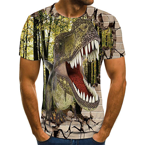 

Men's Daily Going out Street chic / Exaggerated T-shirt - Geometric / 3D / Graphic Pleated / Print Rainbow