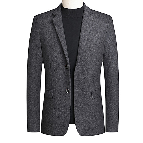 

Men's Blazer, Solid Colored Notch Lapel Polyester Dark Gray / Black