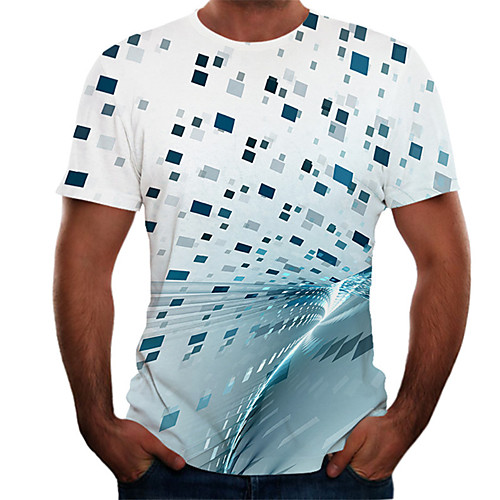 

Men's Daily Basic T-shirt - Color Block / 3D Print White