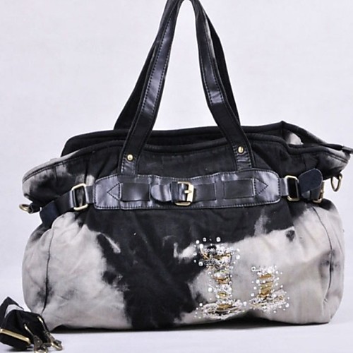 

Women's Denim Top Handle Bag Color Block Gray