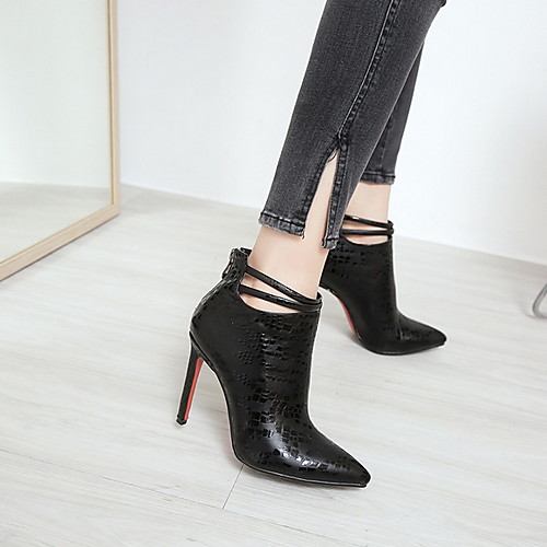

Women's Boots Stiletto Heel Pointed Toe PU Booties / Ankle Boots Fall & Winter Red / Black