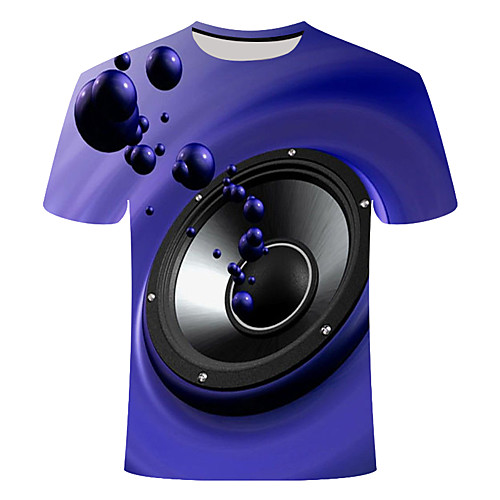 

Men's Daily Going out Basic T-shirt - 3D / Graphic / Machine Print Royal Blue