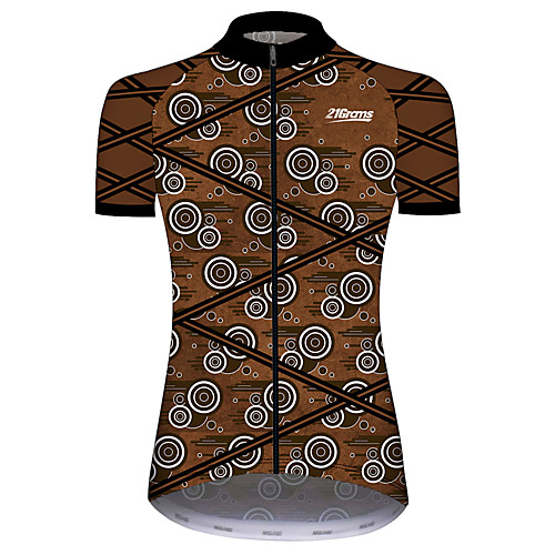 

21Grams Women's Short Sleeve Cycling Jersey 100% Polyester BrownGray Geometic Bike Jersey Top Mountain Bike MTB Road Bike Cycling UV Resistant Breathable Quick Dry Sports Clothing Apparel / Stretchy