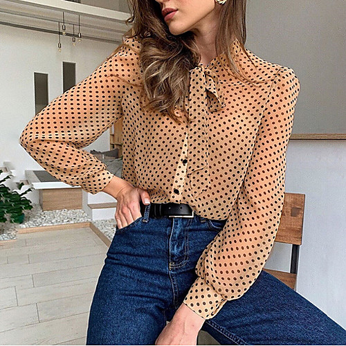 

Women's Daily Shirt - Polka Dot Khaki