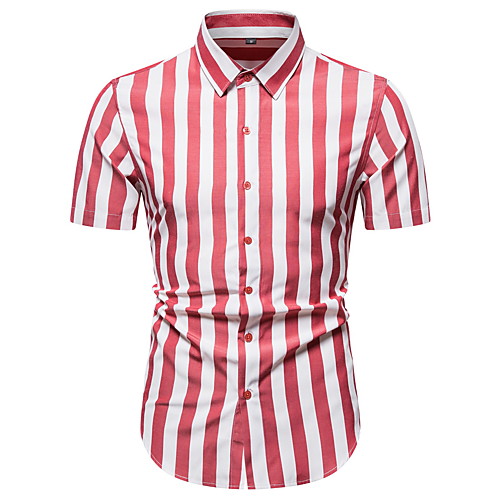 

Men's Work Club Business / Elegant Shirt - Striped Print Red