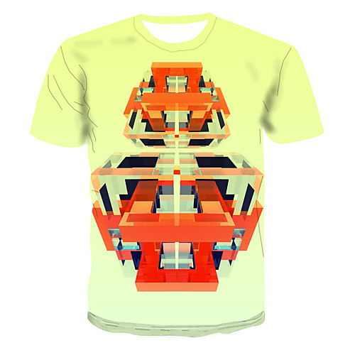 

Men's Club Weekend Street chic / Punk & Gothic T-shirt - Color Block / 3D / Cartoon Print Yellow