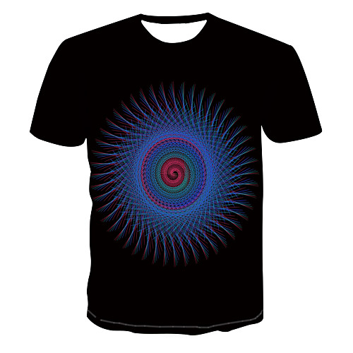 

Men's Color Block 3D Print T-shirt Street chic Punk & Gothic Club Weekend Round Neck Black / Short Sleeve