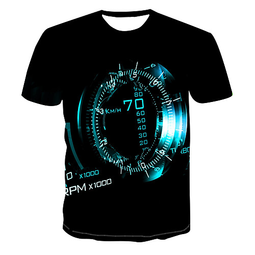 

Men's Color Block 3D Print T-shirt Street chic Punk & Gothic Club Weekend Round Neck Black / Short Sleeve