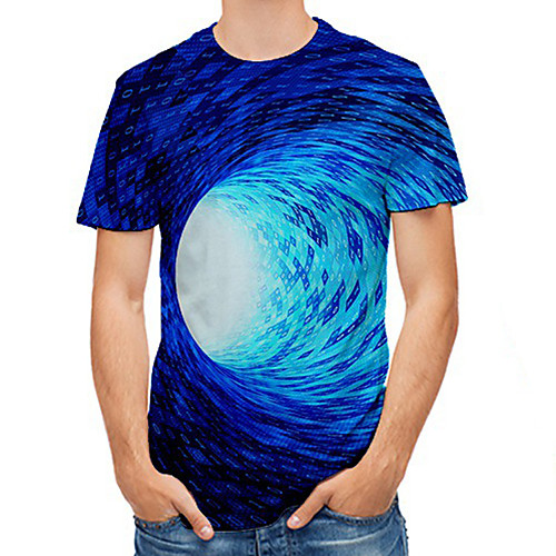 

Men's Plus Size 3D Print T-shirt Basic Daily Round Neck Blue / Short Sleeve