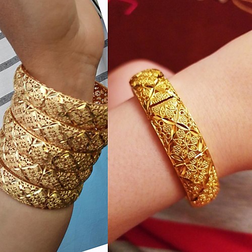 

Women's Cuff Bracelet Hollow Out Wedding Vintage Theme Luxury Classic Trendy Ethnic Africa 24K Gold Plated Bracelet Jewelry Gold For Christmas Wedding Gift Birthday Festival