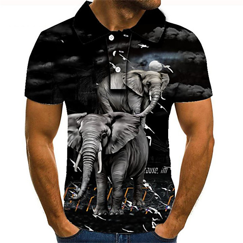 

Men's Daily Going out Street chic / Exaggerated Polo - Color Block / 3D / Graphic Rainbow