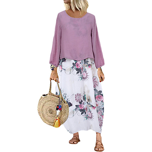 

Women's Maxi Purple Dress Loose Print XL XXL Loose