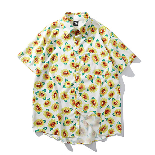 

Men's Daily Basic Shirt - Floral Print White