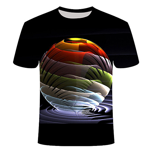 

Men's Daily Going out Basic T-shirt - 3D / Graphic / Visual Deception Print Black