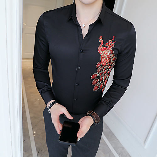 

Men's Daily Going out Basic / Elegant Shirt - Solid Colored White