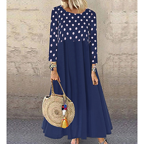 

Women's Yellow Red Dress Loose Polka Dot S M