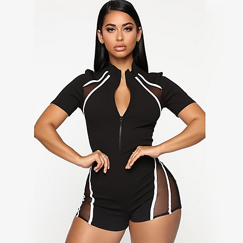 

Women's Black Romper Onesie, Solid Colored S M L