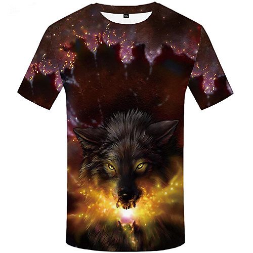 

Men's Plus Size Floral 3D Print T-shirt Basic Street chic Daily Sports Round Neck Black / Short Sleeve