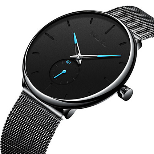 

Men's Steel Band Watches Quartz Modern Style Stainless Steel Black / Silver 30 m Creative Large Dial Analog Elegant Minimalist - Blue Silver Black One Year Battery Life
