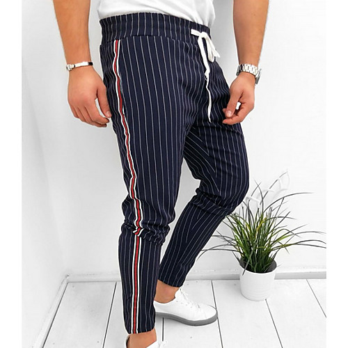 

Men's Basic Loose Chinos Pants - Striped Drawstring Royal Blue Black Gray US34 / UK34 / EU42 US36 / UK36 / EU44 US38 / UK38 / EU46