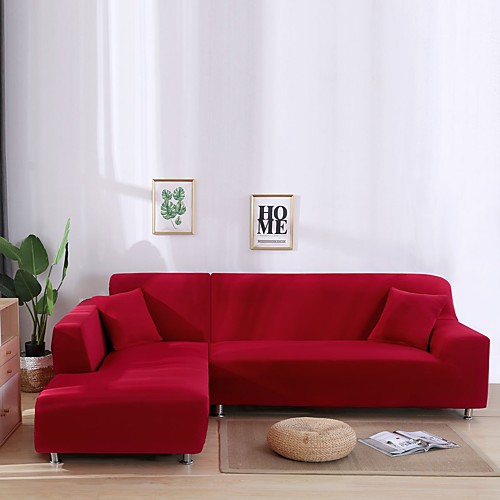 

Nordic Simple Plain Color Elastic Sofa Cover Single Double Three Person Sofa Cover Bright Red