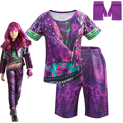 

Descendants Cosplay Cosplay Costume Outfits Girls' Movie Cosplay Cosplay Halloween Purple Top Pants Gloves Carnival Masquerade Polyester