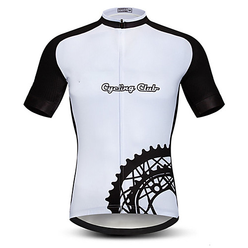 

21Grams Men's Short Sleeve Cycling Jersey Black / White Gear Bike Jersey Top Mountain Bike MTB Road Bike Cycling UV Resistant Breathable Quick Dry Sports Clothing Apparel / Stretchy / Race Fit