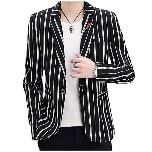 

Men's Blazer Notch Lapel Polyester Khaki / White / Black