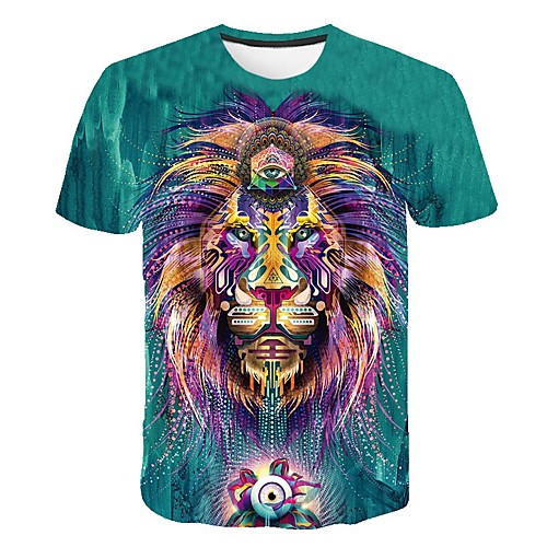 

Women's Daily Sports Basic / Exaggerated Plus Size T-shirt - Color Block / 3D / Animal Tiger, Print Rainbow