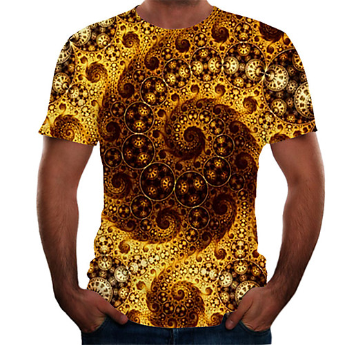 

Men's Daily Basic T-shirt - Color Block / 3D Print Yellow