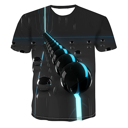 

Men's Color Block 3D Print T-shirt Street chic Punk & Gothic Club Weekend Round Neck Dark Gray / Short Sleeve
