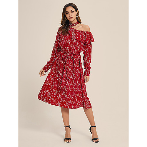 

Women's Red Dress Casual Daily A Line Solid Color S M