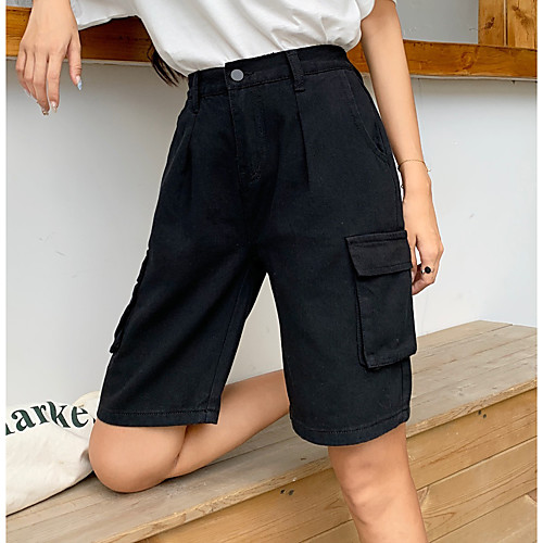 

Women's Street chic Shorts Pants - Solid Colored Black Beige S M L