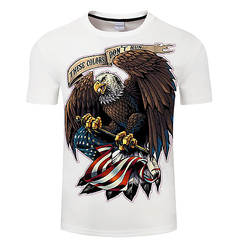 

Men's Daily Going out Exaggerated T-shirt - 3D / Animal Owl, Print White