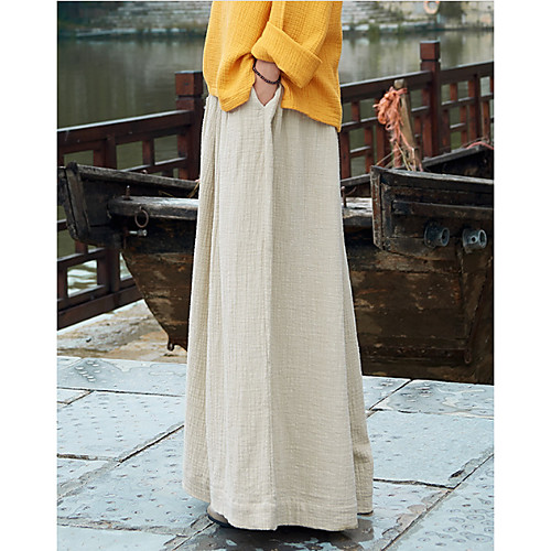 

Women's Sporty / Basic Wide Leg Pants - Solid Colored Wine Red Green One-Size