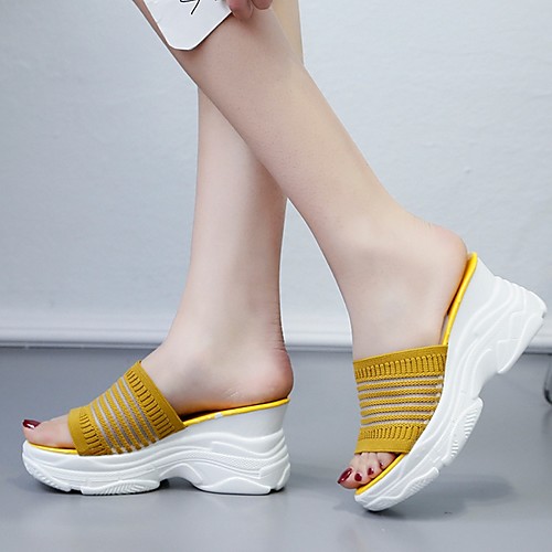 

Women's Sandals Flat Heel Open Toe PU Summer Yellow / White / Black