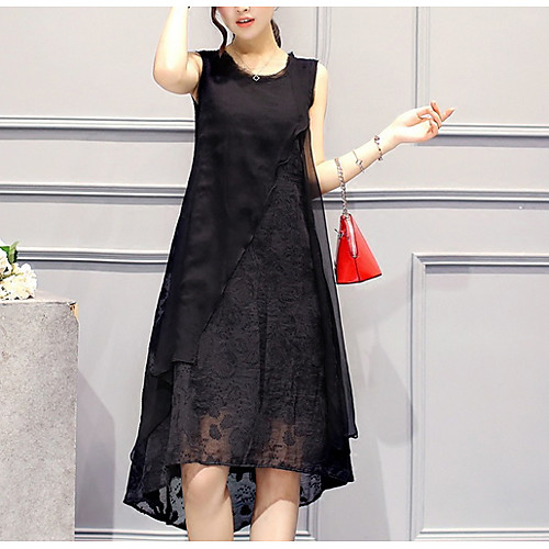

Women's White Black Dress Elegant Sheath Print S M