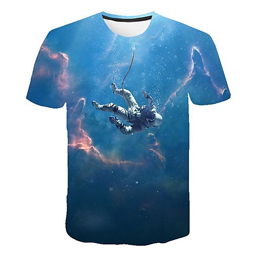 

Men's Daily Going out Basic / Street chic T-shirt - Geometric Print Blue