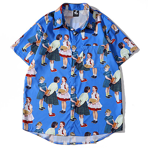 

Men's Daily Basic Shirt - Graphic Print Royal Blue