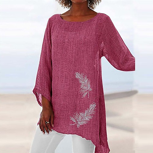 

Women's Daily Blouse - Geometric Print Red