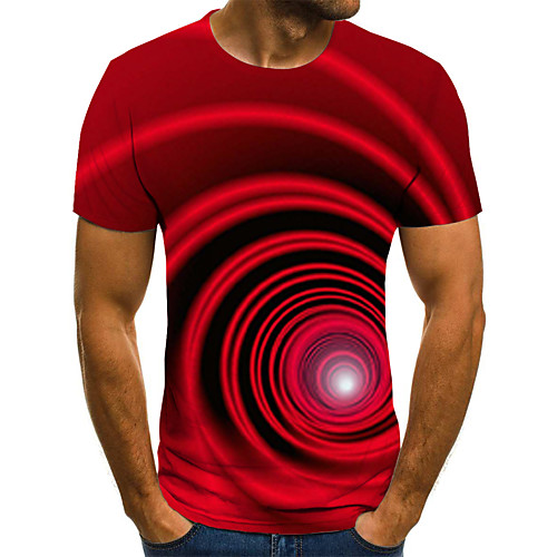 

Men's Holiday Going out Street chic / Exaggerated T-shirt - Geometric / Color Block / 3D Print Rainbow