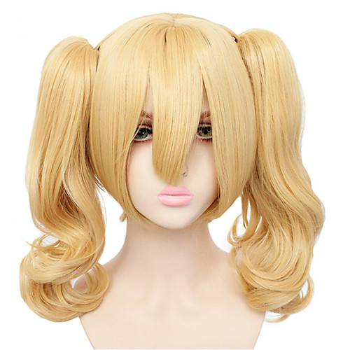 

Harley Quinn Cosplay Wigs Women's With 2 Ponytails 12 inch Heat Resistant Fiber Curly Blonde Blonde Anime