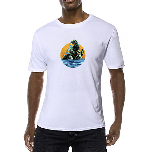 

Men's Daily Sports Business / Basic T-shirt - Rainbow / Animal Black & White, Print Yellow