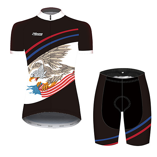 

21Grams Women's Short Sleeve Cycling Jersey with Shorts Black / Red Animal American / USA Eagle Bike Clothing Suit Breathable Quick Dry Ultraviolet Resistant Sweat-wicking Sports Animal Mountain Bike