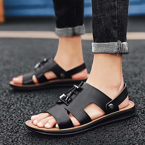 

Men's Microfiber Fall / Spring & Summer Casual Sandals Breathable Burgundy / Khaki / Black