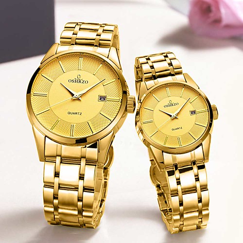 

Boys and Girls Steel Band Watches Casual Elegant Gold Stainless Steel Chinese Quartz Gold White Black Calendar / date / day Creative 30 m 2 Piece Analog One Year Battery Life