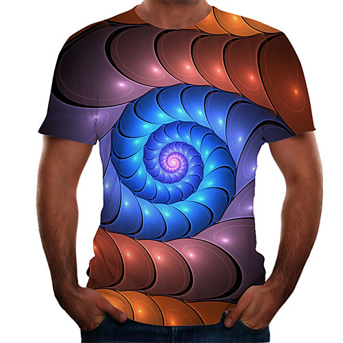 

Men's Daily Basic T-shirt - Color Block / 3D Print Rainbow