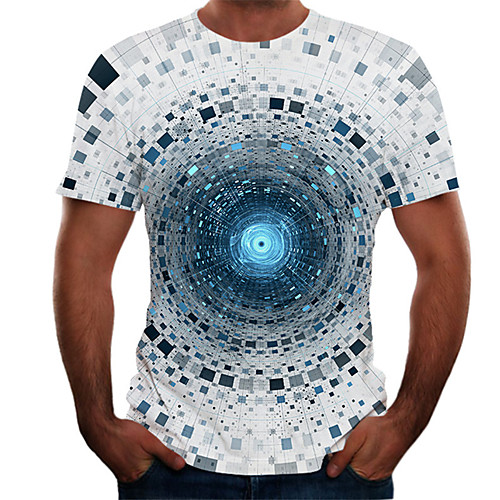 

Men's Daily Basic T-shirt - Color Block / 3D Print White