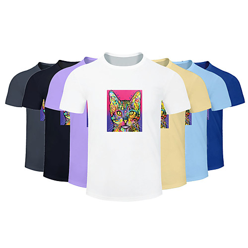 

Men's Women's Cotton Running T-Shirt Workout Shirt Round Neck Running Active Training Jogging Breathable Quick Dry Moisture Wicking Sportswear Cat Plus Size Tee / T-shirt Top Short Sleeve Activewear